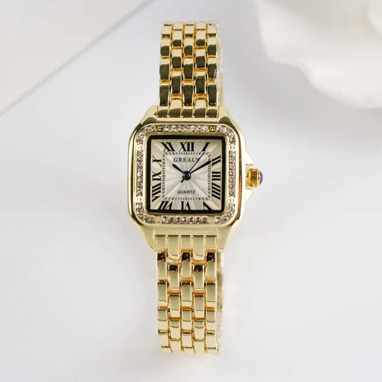 Lunarelle Square Silver Watch – Classic Stainless Steel Quartz Wristwatch for Women