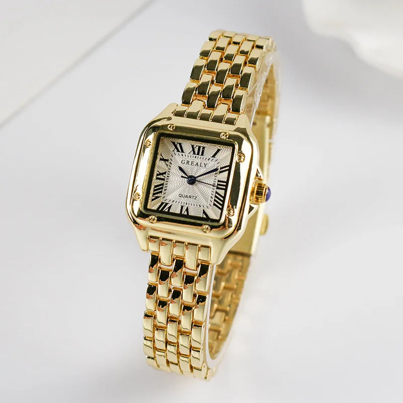 Lunarelle Square Silver Watch – Classic Stainless Steel Quartz Wristwatch for Women