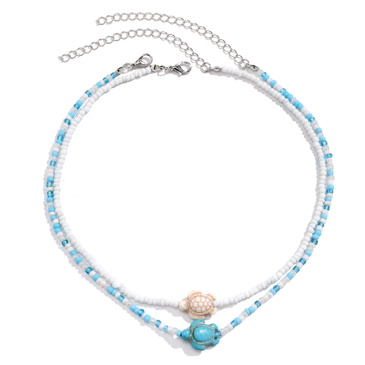 Lunarelle Tidepool Starfish Necklace – Boho Surf Beaded Choker with Turtle & Ocean-Inspired Charm