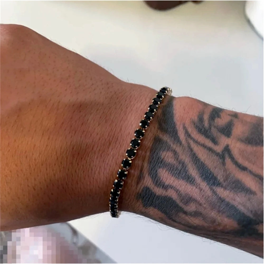 Lunarelle Classic Punk Link Bracelet – Stainless Steel & CZ Tennis Design