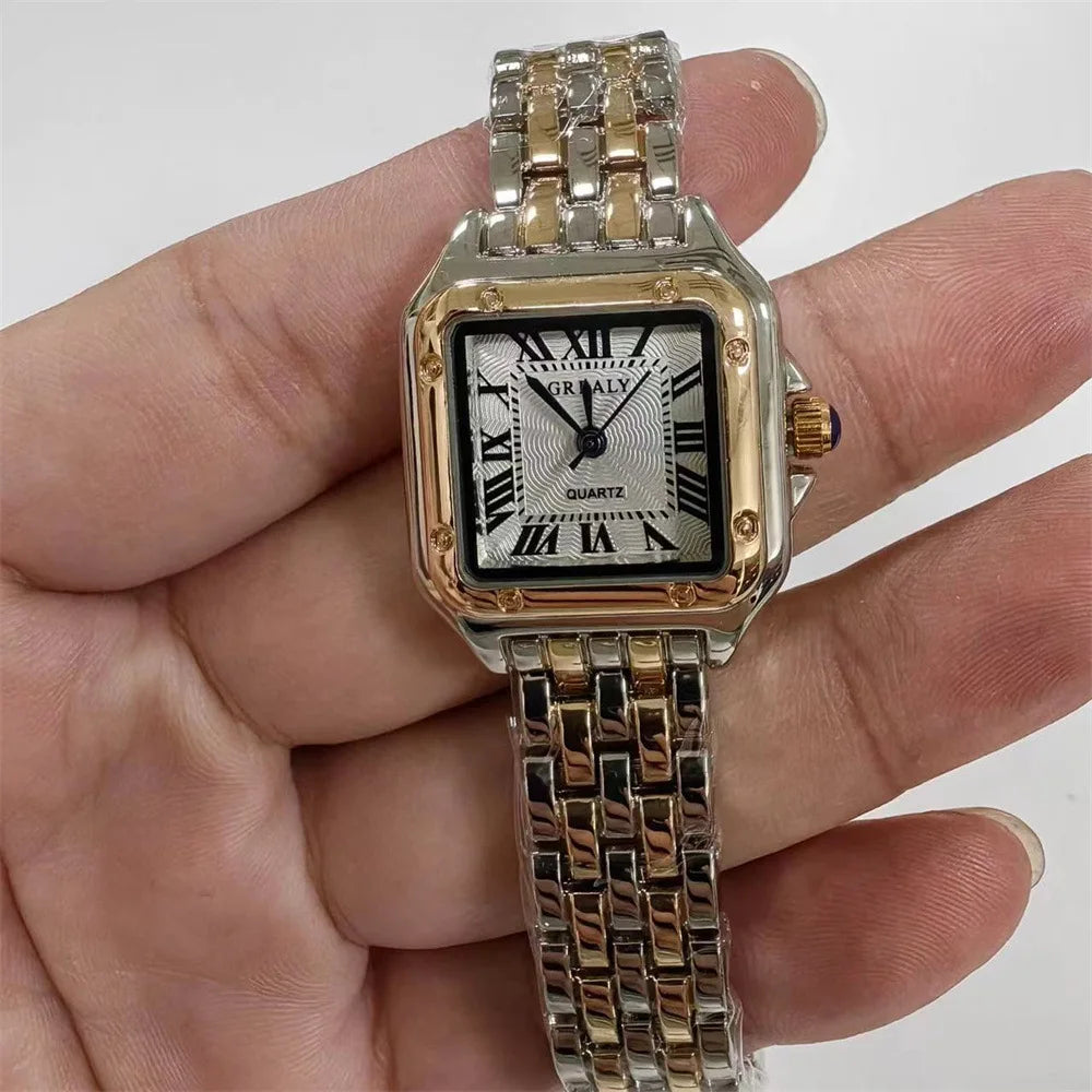 Lunarelle Gold Luxury Quartz Watch – Stainless Steel Bracelet Wristwatch for Women