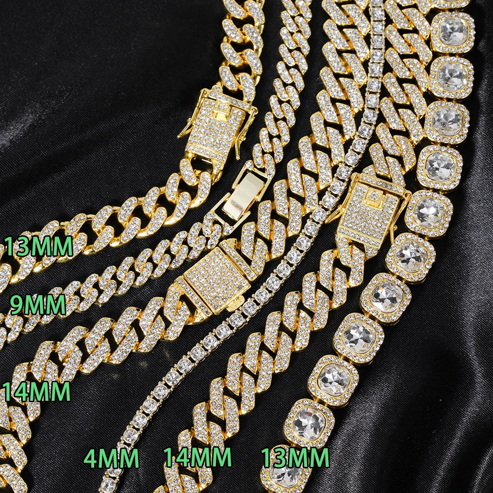 Lunarelle 15MM Iced Out Cuban Chain – Hip Hop Rhinestone Necklace