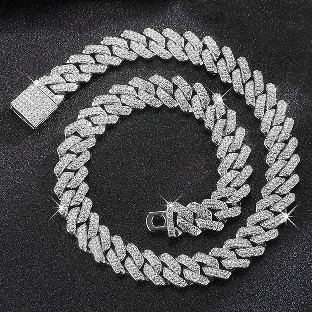 Lunarelle 15MM Iced Out Cuban Chain – Hip Hop Rhinestone Necklace