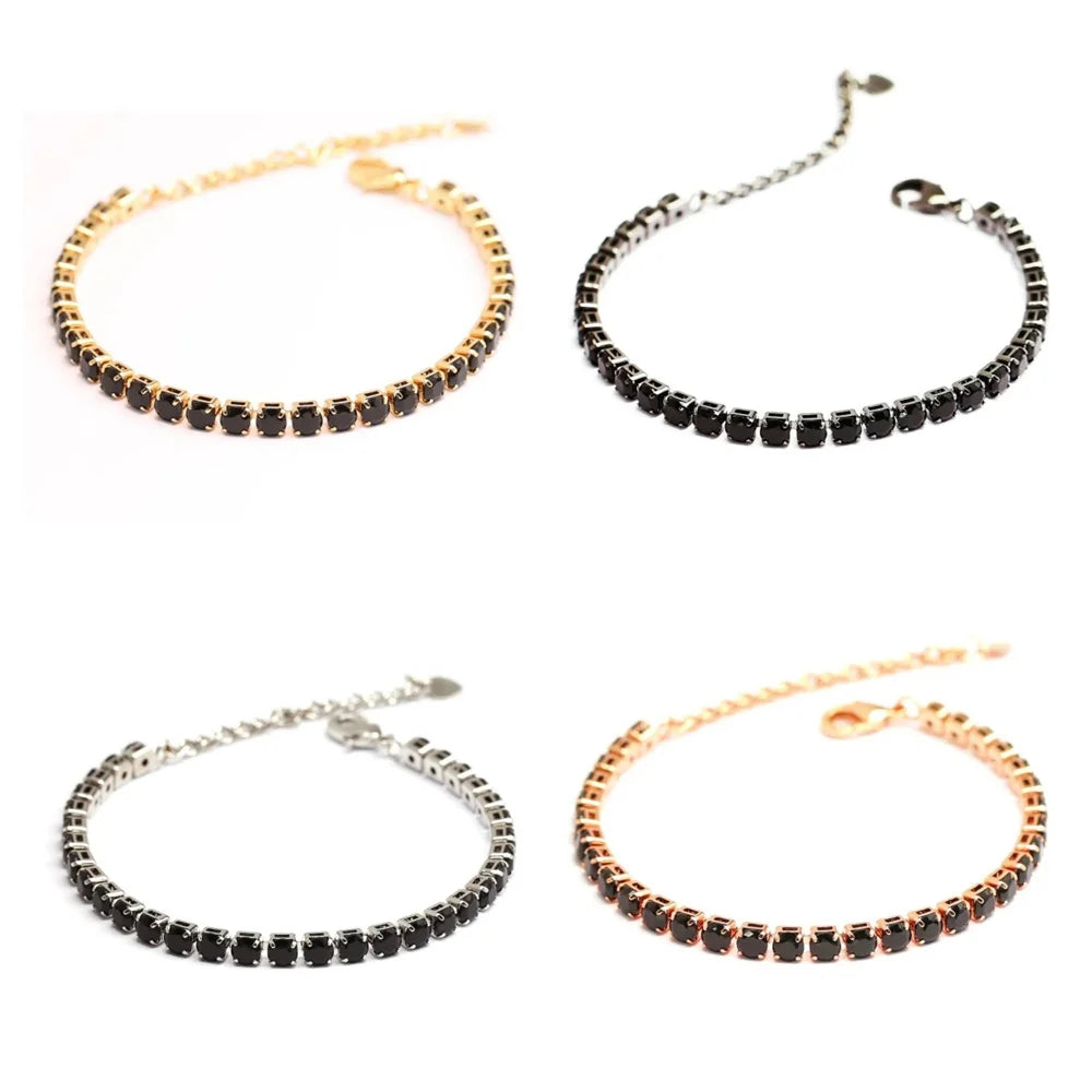 Lunarelle Classic Punk Link Bracelet – Stainless Steel & CZ Tennis Design