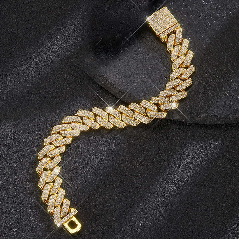 Lunarelle 15MM Iced Out Cuban Chain – Hip Hop Rhinestone Necklace