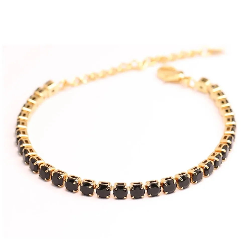 Lunarelle Classic Punk Link Bracelet – Stainless Steel & CZ Tennis Design