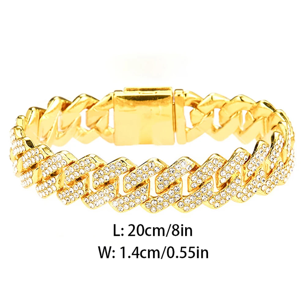 Lunarelle 15MM Iced Out Cuban Chain – Hip Hop Rhinestone Necklace