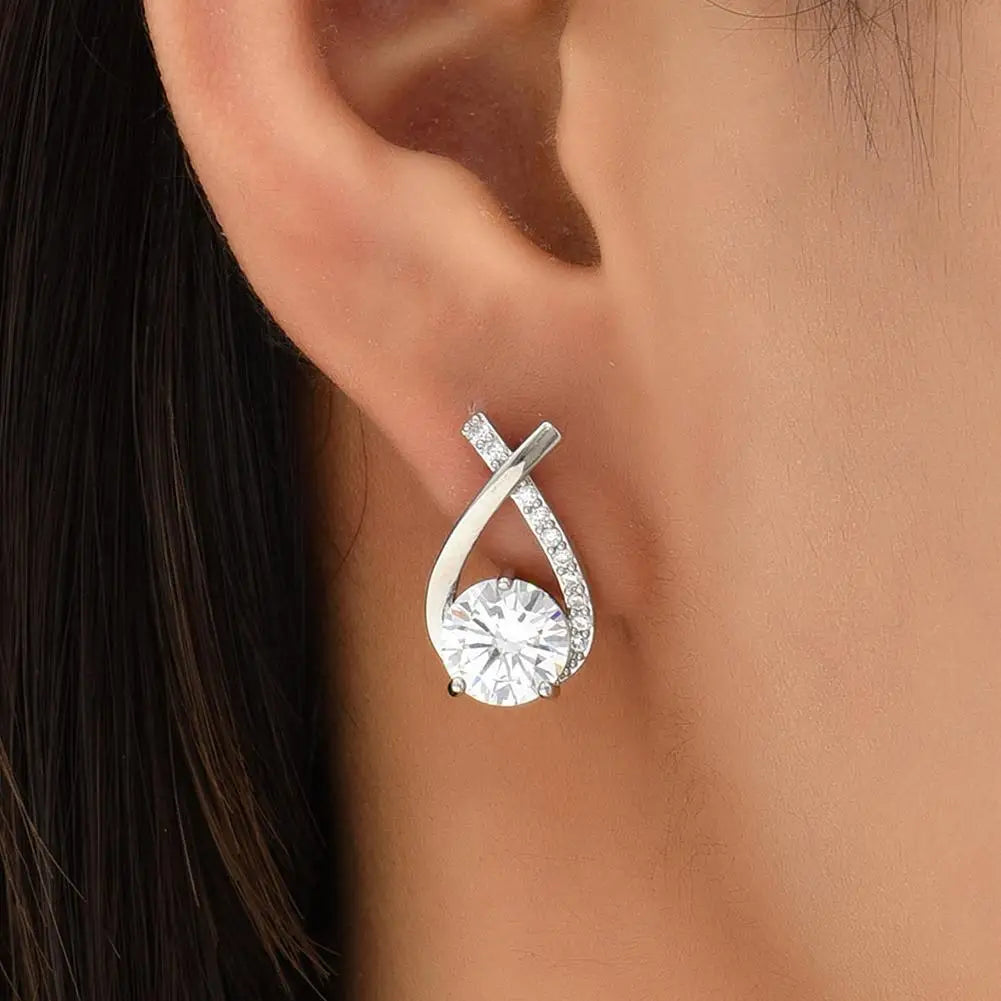 Lunarelle Fashion Cross Studs – Korean Style Crystal Earrings for Women & Girls