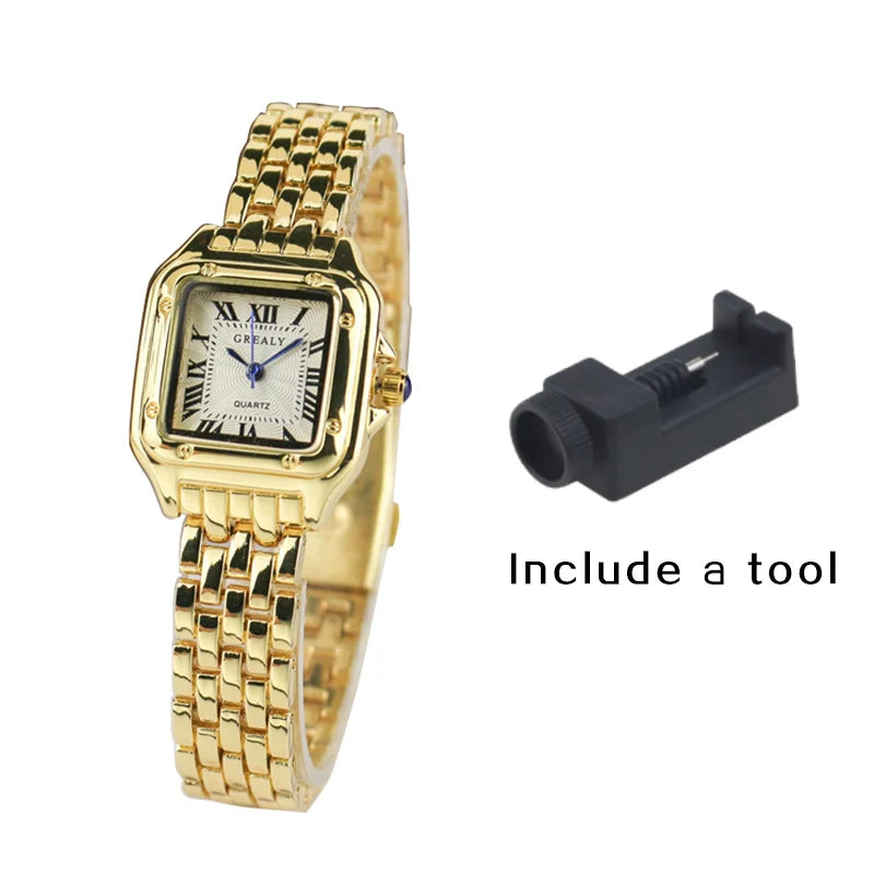 Lunarelle Square Silver Watch – Classic Stainless Steel Quartz Wristwatch for Women