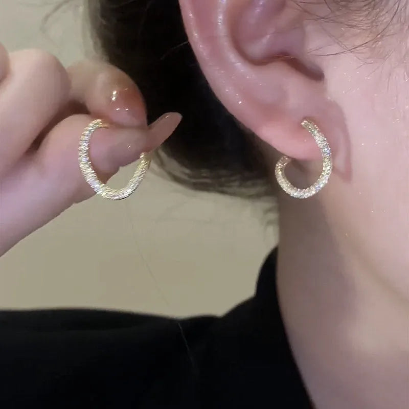 Lunarelle Vintage CC Stud Earrings – Korean Fashion Zircon Cross