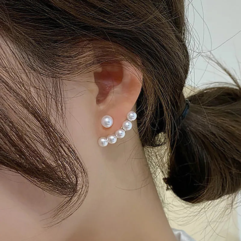 Lunarelle Elegant Gold Heart Pearl Studs – Korean Fashion Earrings for Women & Girls