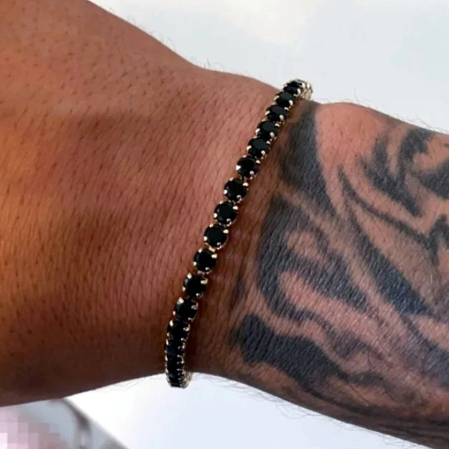 Lunarelle Classic Punk Link Bracelet – Stainless Steel & CZ Tennis Design