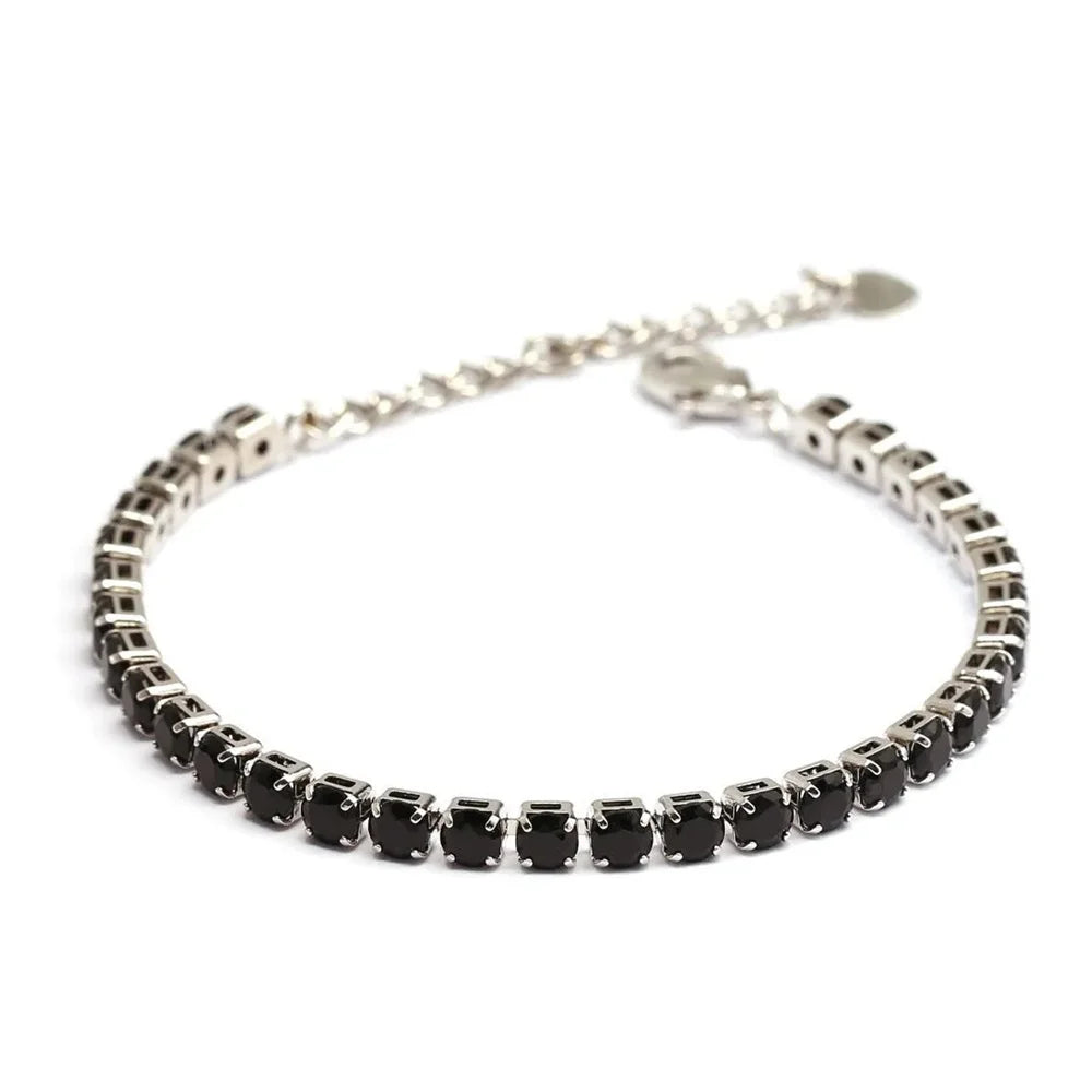Lunarelle Classic Punk Link Bracelet – Stainless Steel & CZ Tennis Design