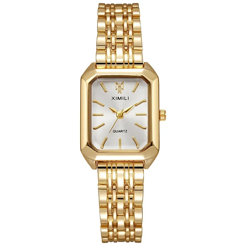 Lunarelle 2025 Square Quartz Watch – Luxury Stainless Steel Wristwatch for Women & Students