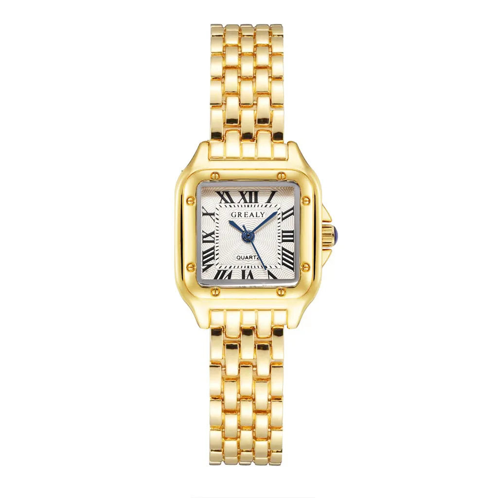 Lunarelle Gold Luxury Quartz Watch – Stainless Steel Bracelet Wristwatch for Women