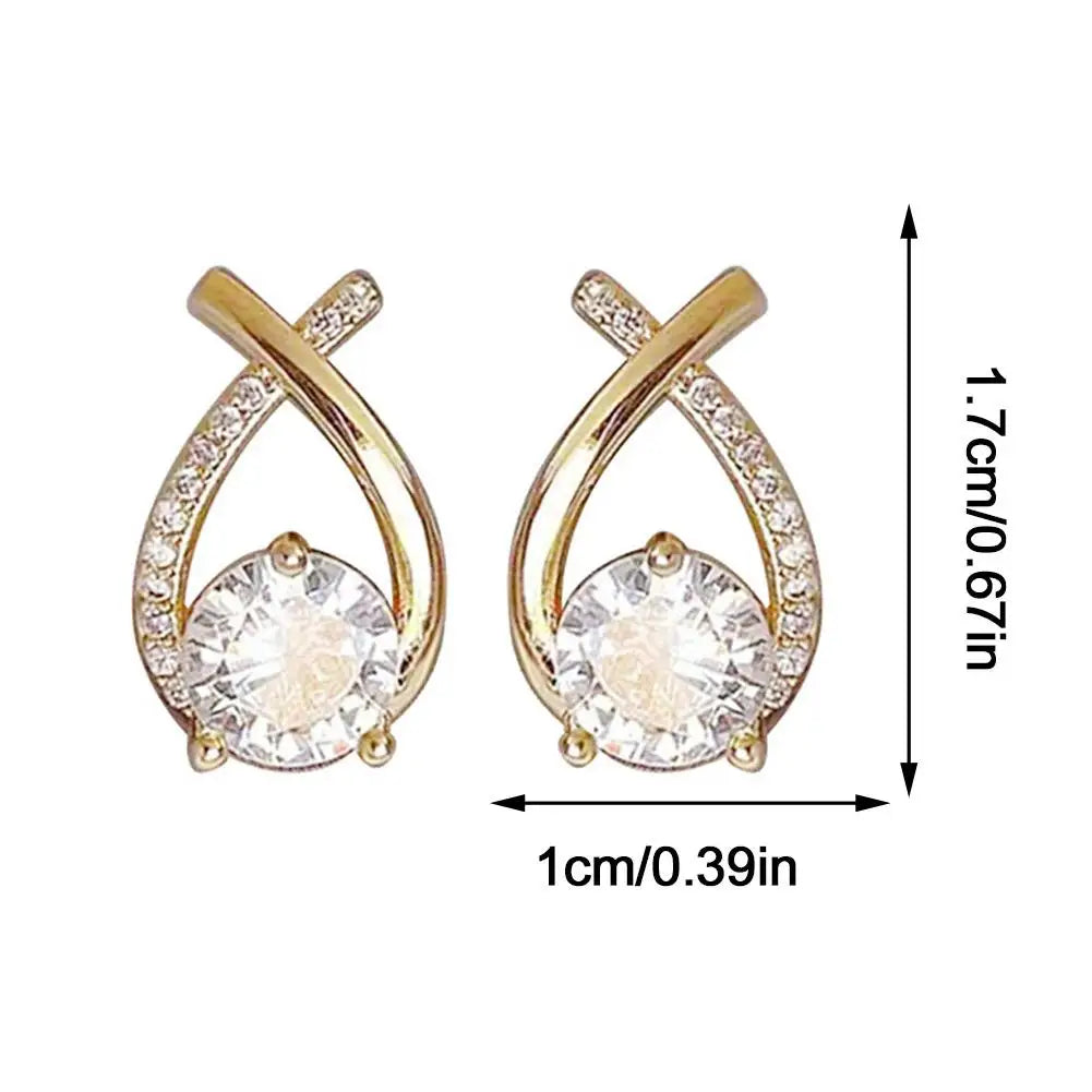 Lunarelle Fashion Cross Studs – Korean Style Crystal Earrings for Women & Girls