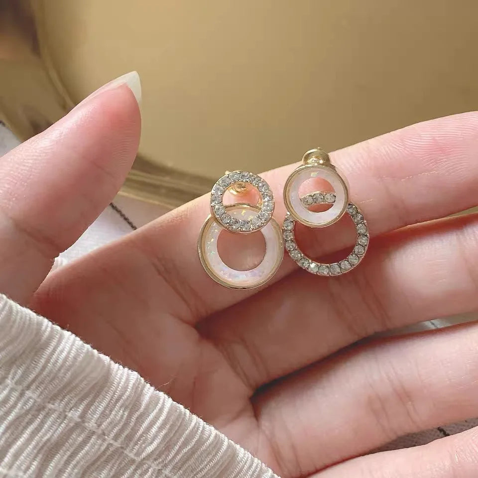 Lunarelle Vintage CC Stud Earrings – Korean Fashion Zircon Cross