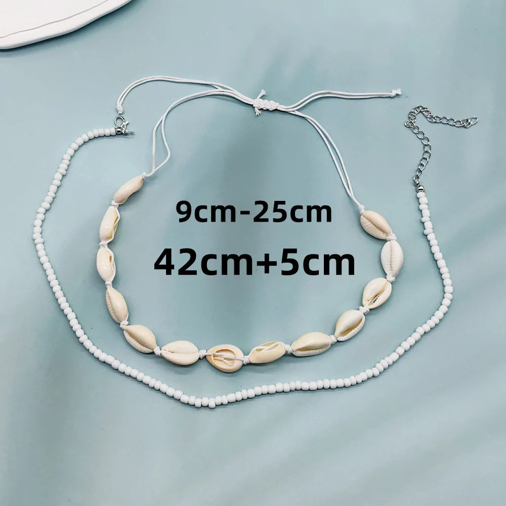 Lunarelle Tidepool Starfish Necklace – Boho Surf Beaded Choker with Turtle & Ocean-Inspired Charm