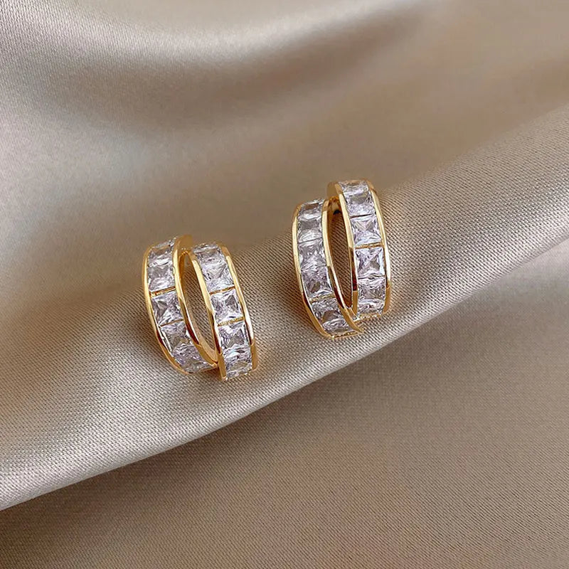 Lunarelle Vintage CC Stud Earrings – Korean Fashion Zircon Cross