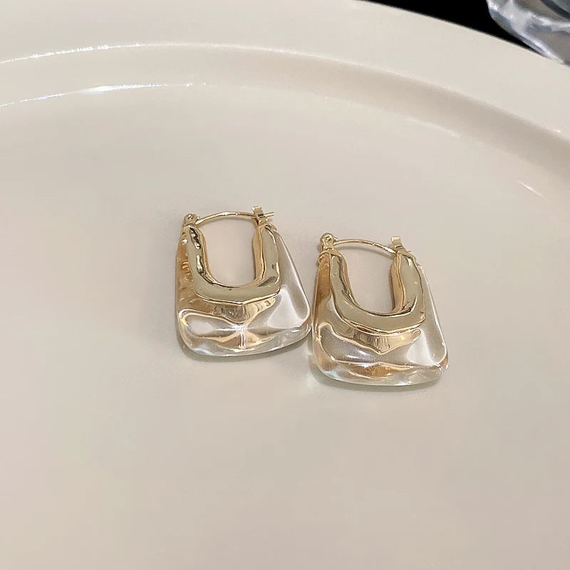 Lunarelle Green & Pink Resin Earrings – Geometric Irregular Studs for Women & Girls