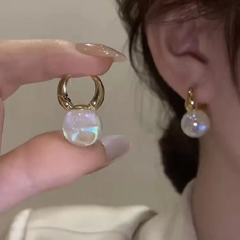 Lunarelle Elegant Gold Heart Pearl Studs – Korean Fashion Earrings for Women & Girls