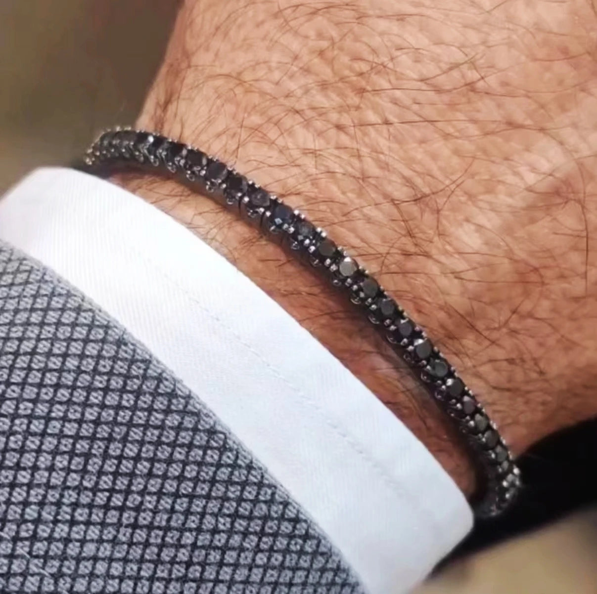 Lunarelle Classic Punk Link Bracelet – Stainless Steel & CZ Tennis Design