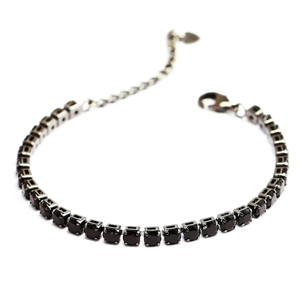 Lunarelle Classic Punk Link Bracelet – Stainless Steel & CZ Tennis Design