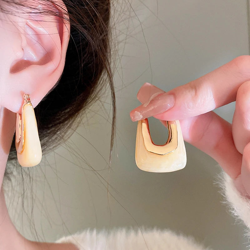 Lunarelle Green & Pink Resin Earrings – Geometric Irregular Studs for Women & Girls