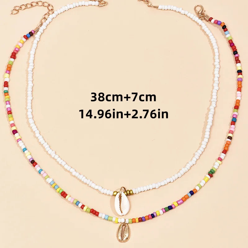 Lunarelle Tidepool Starfish Necklace – Boho Surf Beaded Choker with Turtle & Ocean-Inspired Charm