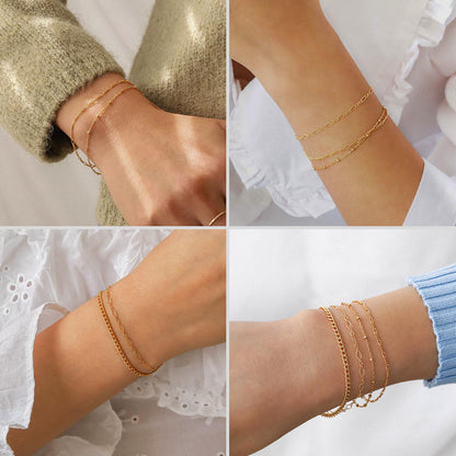 A set of gold Bracelets for Women 14K Real Gold