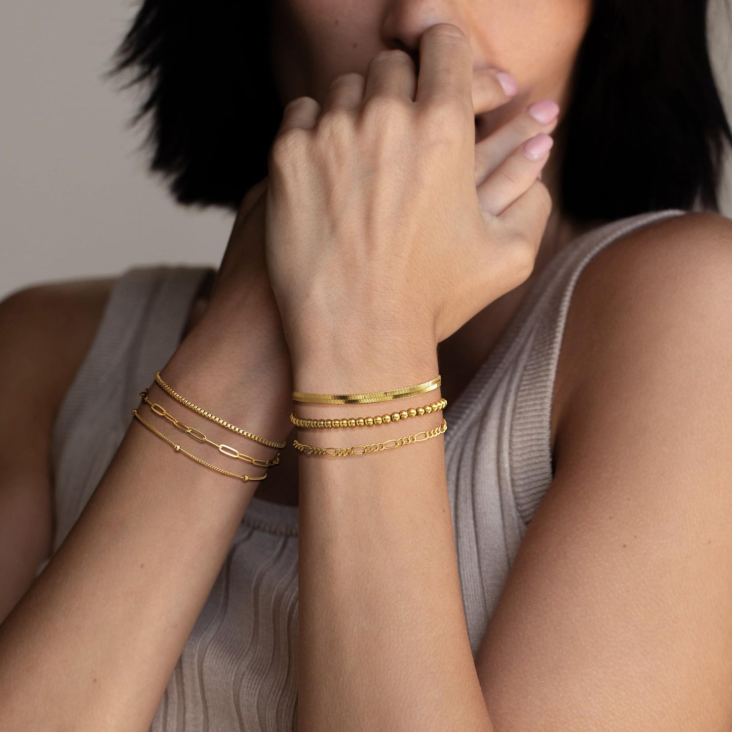 A set of gold Bracelets for Women 14K Real Gold