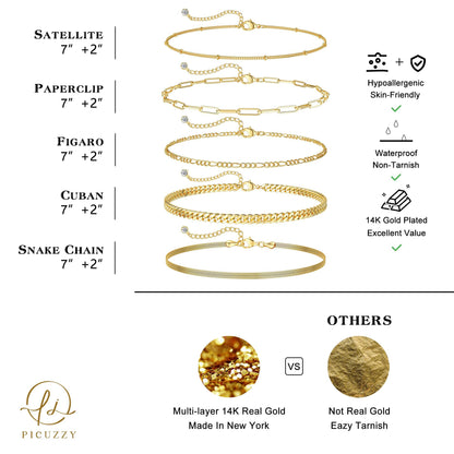 A set of gold Bracelets for Women 14K Real Gold