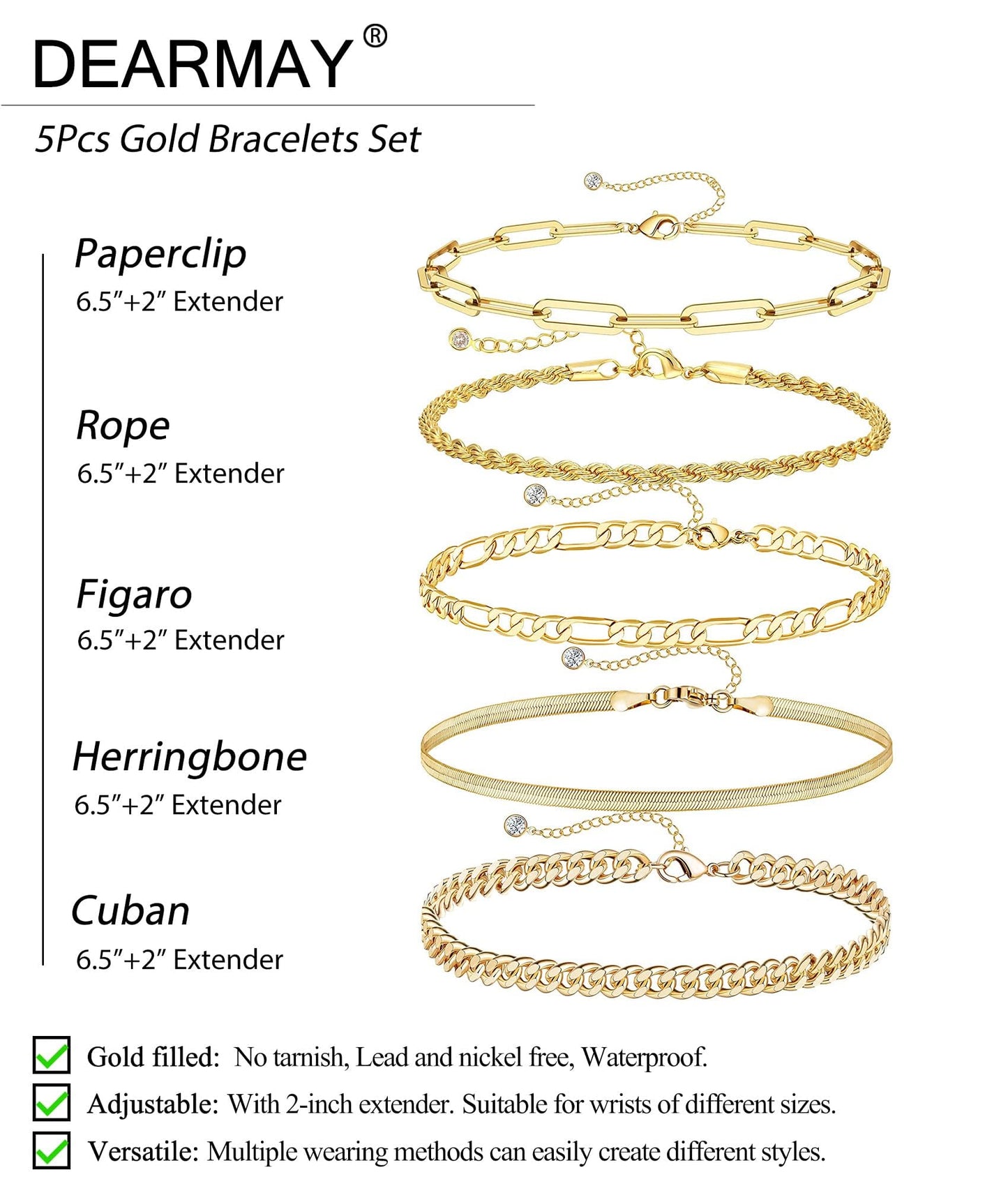 A set of gold Bracelets for Women 14K Real Gold
