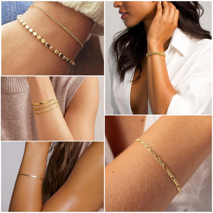 A set of gold Bracelets for Women 14K Real Gold