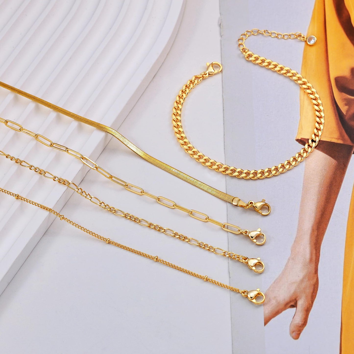 A set of gold Bracelets for Women 14K Real Gold