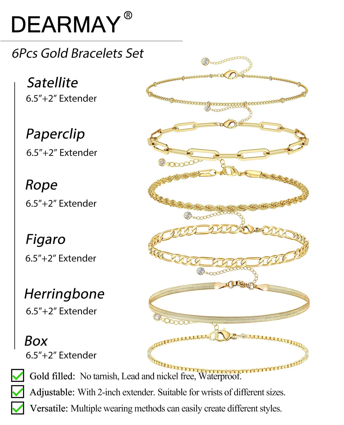 A set of gold Bracelets for Women 14K Real Gold