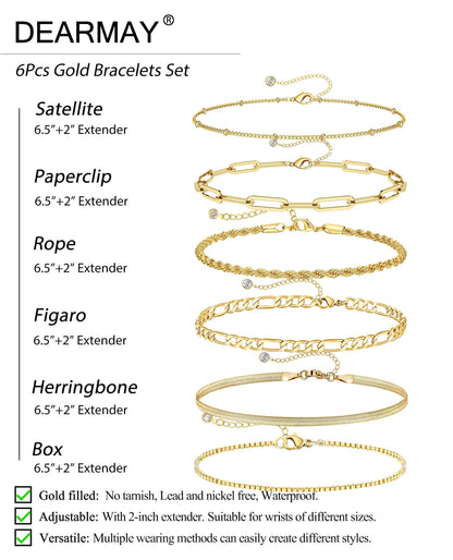 A set of gold Bracelets for Women 14K Real Gold