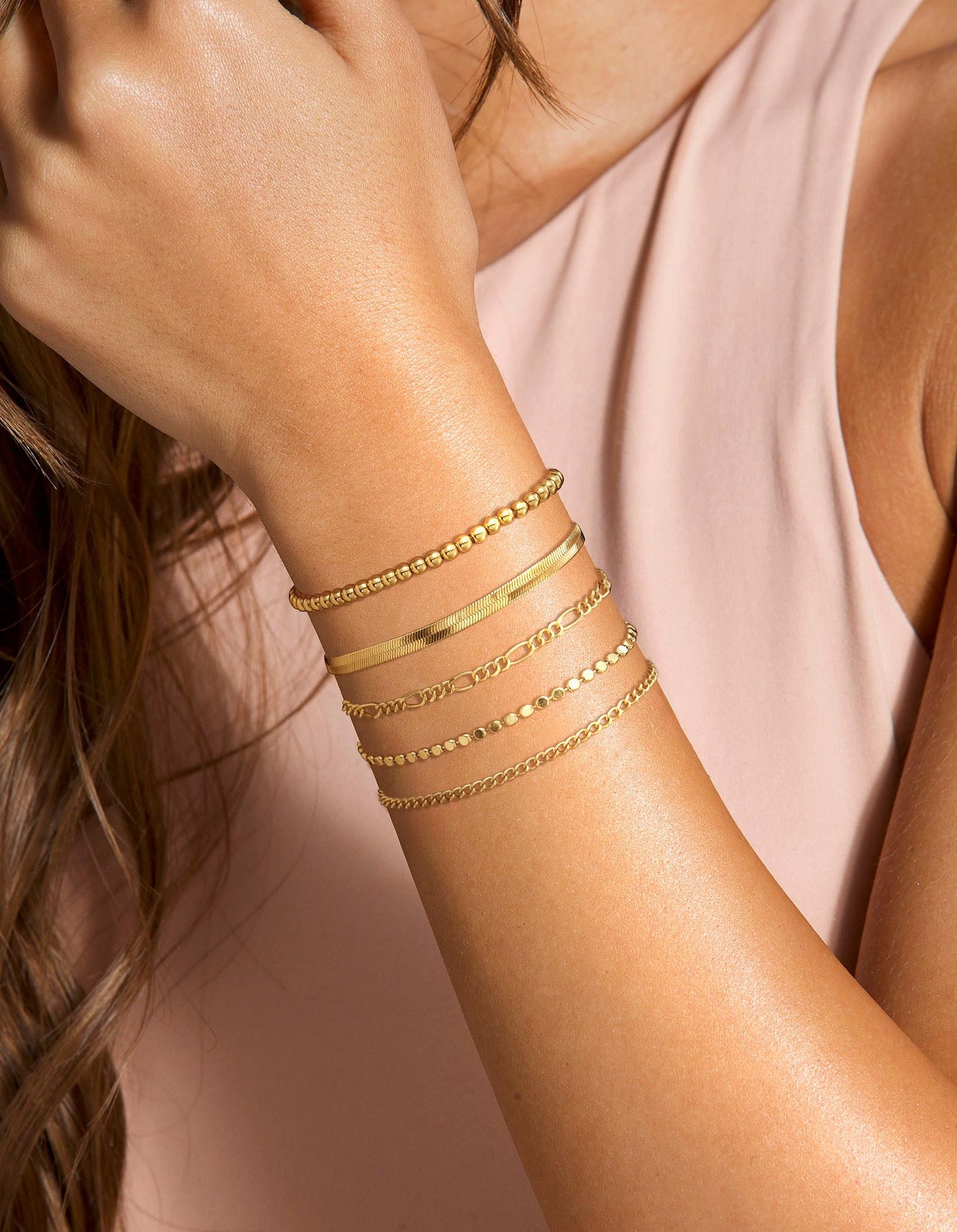 A set of gold Bracelets for Women 14K Real Gold