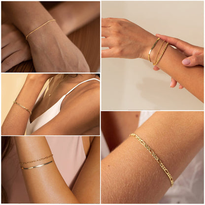 A set of gold Bracelets for Women 14K Real Gold