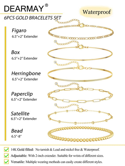 A set of gold Bracelets for Women 14K Real Gold
