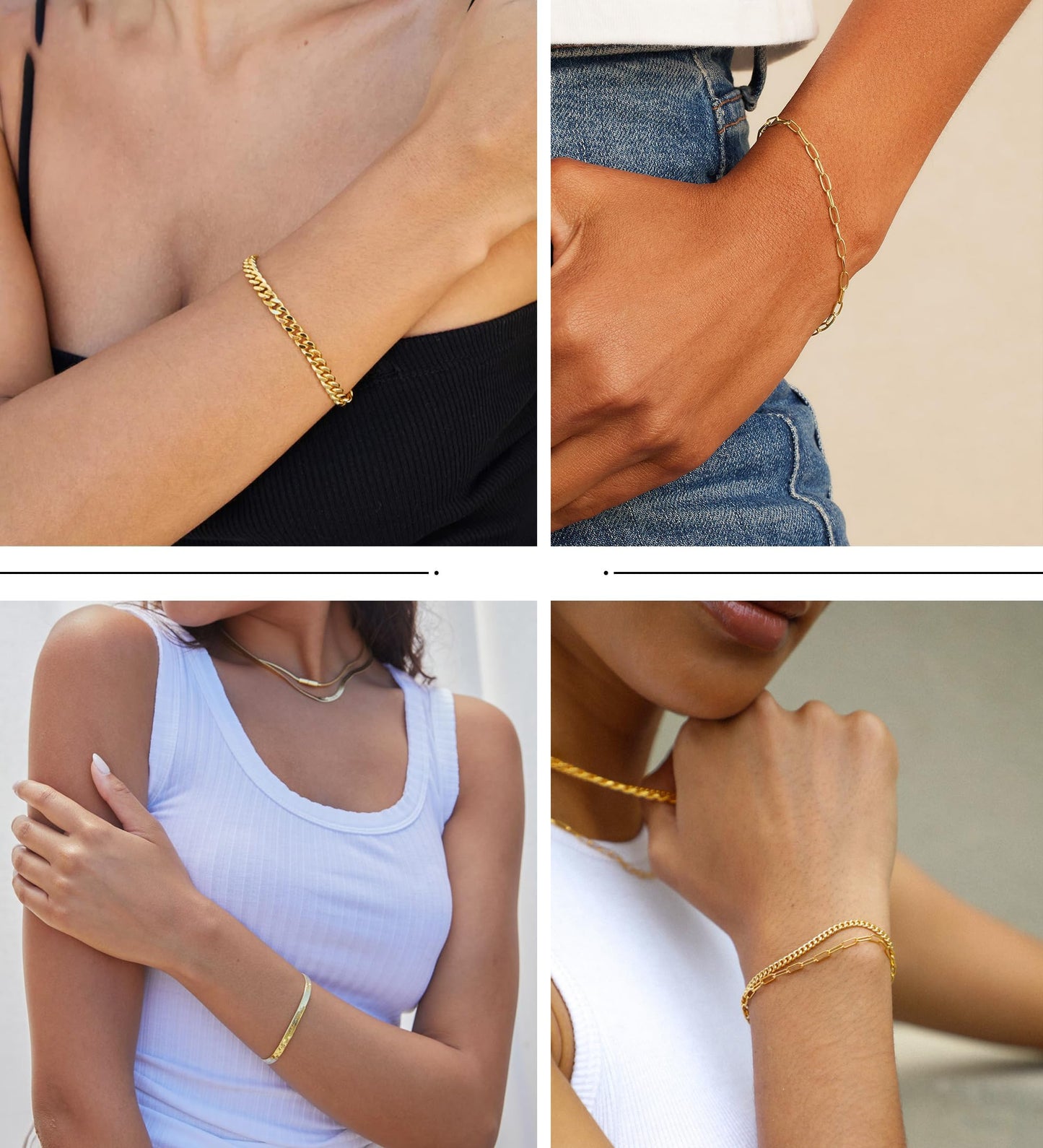 A set of gold Bracelets for Women 14K Real Gold