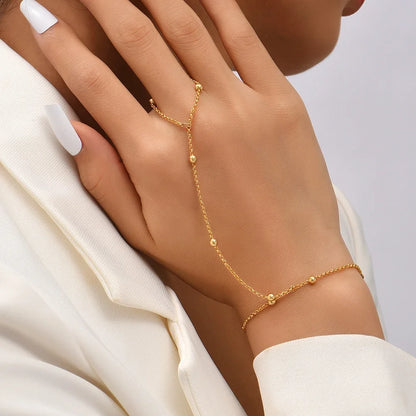 Lunarelle Dainty Hand Chain Bracelet – Gold-Plated Handmade Link for Women
