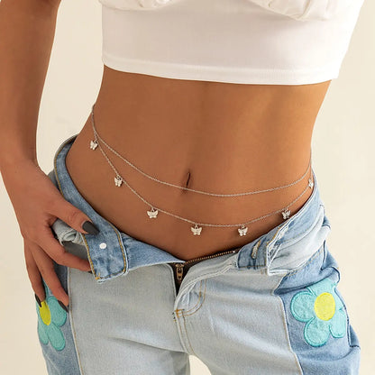 Lunarelle Retro Butterfly Waist Chain – Sexy Summer Beach Body Jewelry for Women