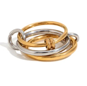 Lunarelle Multi-Layer Strand Loop Ring – Gold-Plated Stainless Steel for Women