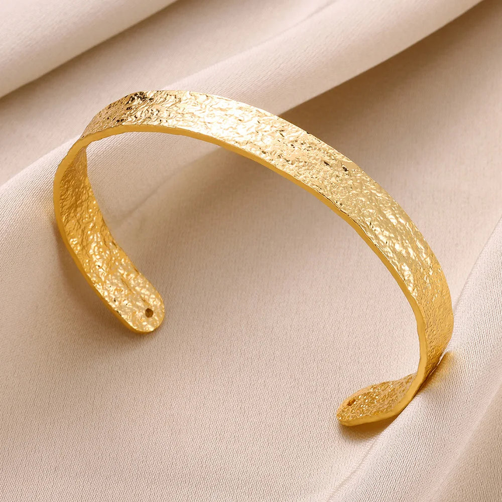 Lunarelle Chunky Flower Cuff – Gold Stainless Steel Bangle for Women