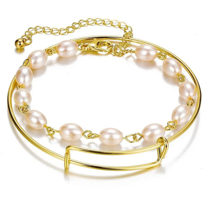 Lunarelle Bohemian Gold Chain Bracelet Set – Thick Link & Open Bangle