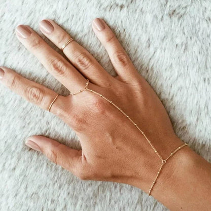 Lunarelle Dainty Hand Chain Bracelet – Gold-Plated Handmade Link for Women