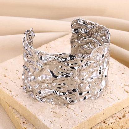 Lunarelle Chunky Flower Cuff – Gold Stainless Steel Bangle for Women