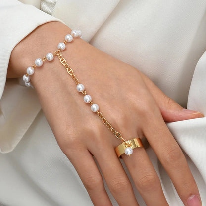 Lunarelle Dainty Hand Chain Bracelet – Gold-Plated Handmade Link for Women