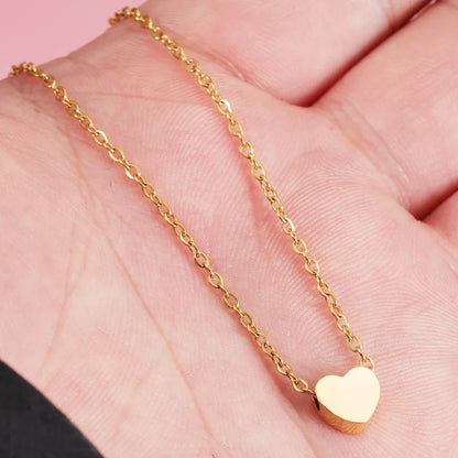 Lunarelle Minimalist Tiny Heart Clavicle Necklace – Dainty Love Jewelry for Women